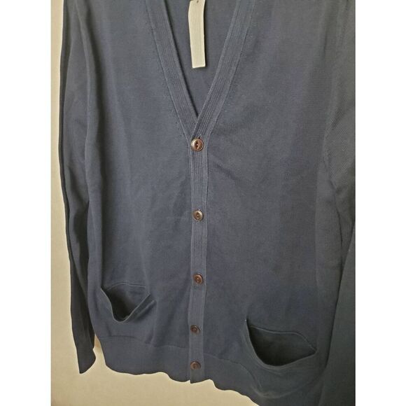 Land's End 100% Supima Cotton Men's Navy Cardigan Sweater Lightweight Grandpa - Picture 12 of 12